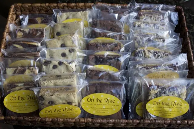 Tray of assorted wrapped brownies and bars