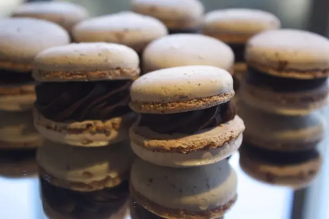 Almond macaroons filled with chocolate ganache