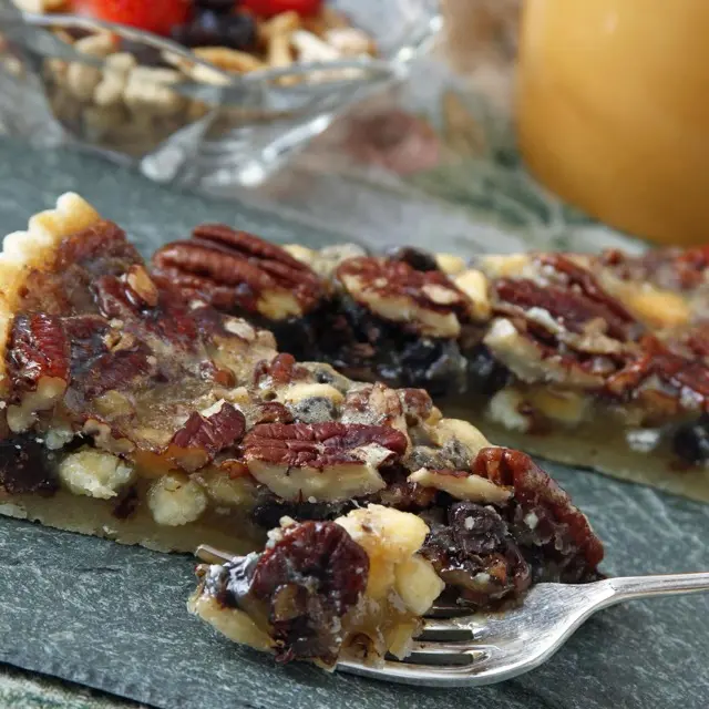 Chocolate bourbon pecan tart