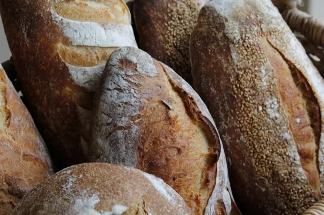 Rustic loaves of fresh baked bread
